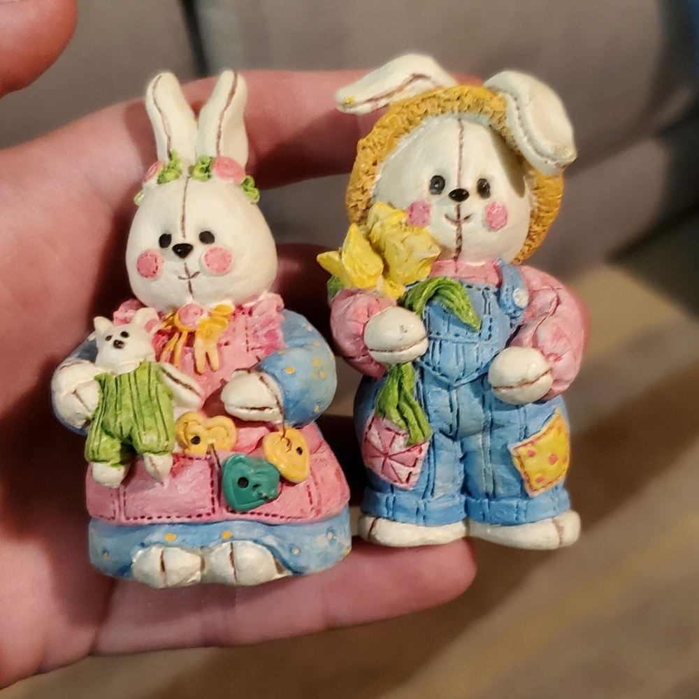 3for$20 Farmer stuffed white bunny rabbit figurines